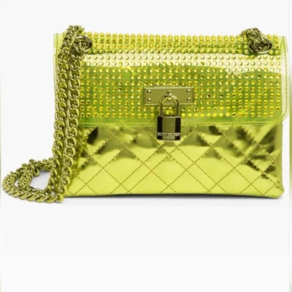 Kurt Geiger NWT Neon Lime Green Brixton Bag with Dustbag - Picture 1 of 6